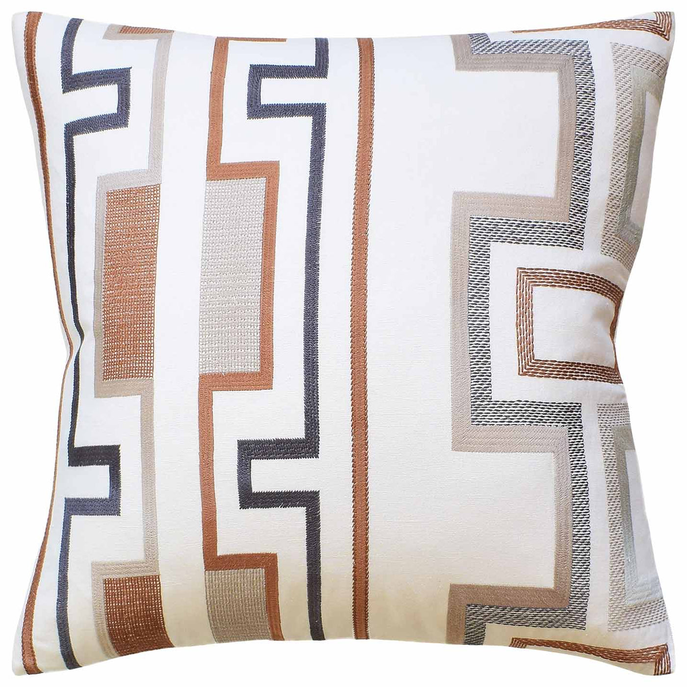 Tritone Embroidery Pillow in Copper