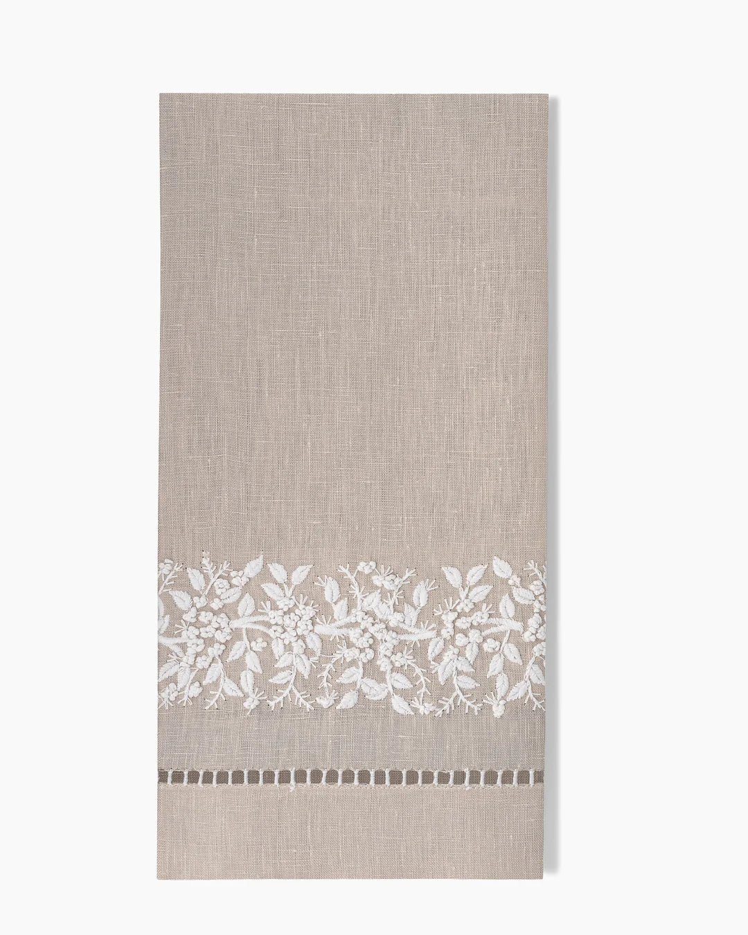 Jardin Classic Linen Hand Towels in Taupe, Set of Two