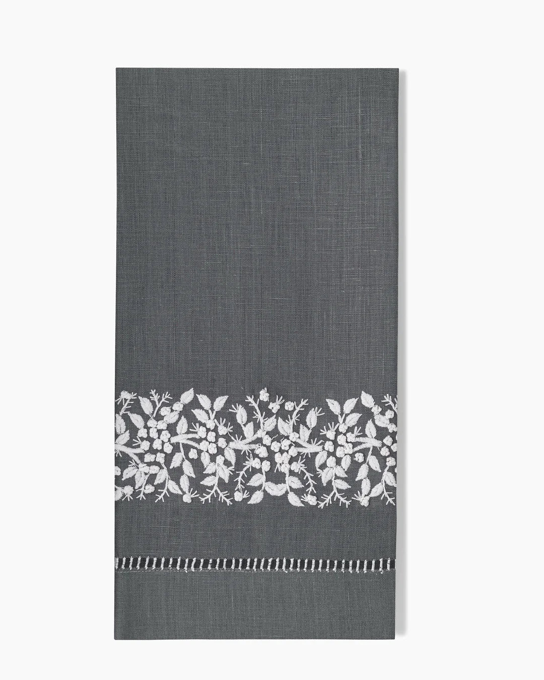 Jardin Classic Linen Hand Towels in Charcoal, Set of Two