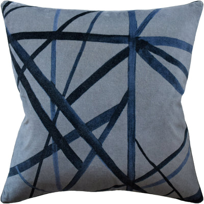 Channels Velvet Pillow in Slate Blue