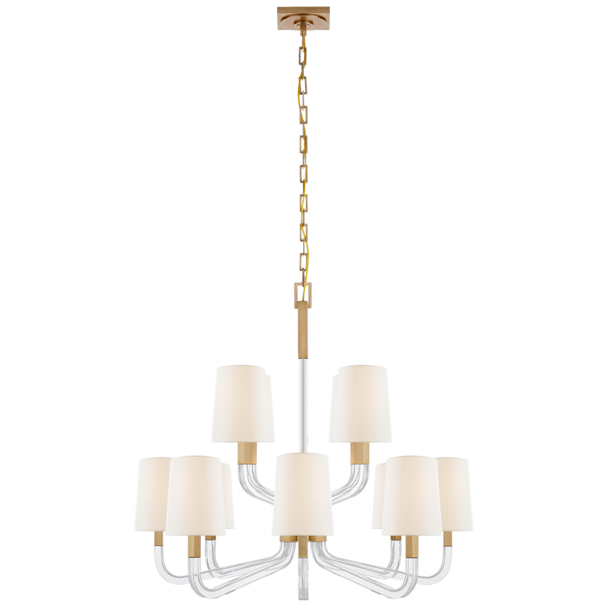 Reagan Medium Two Tier Chandelier with Linen Shades