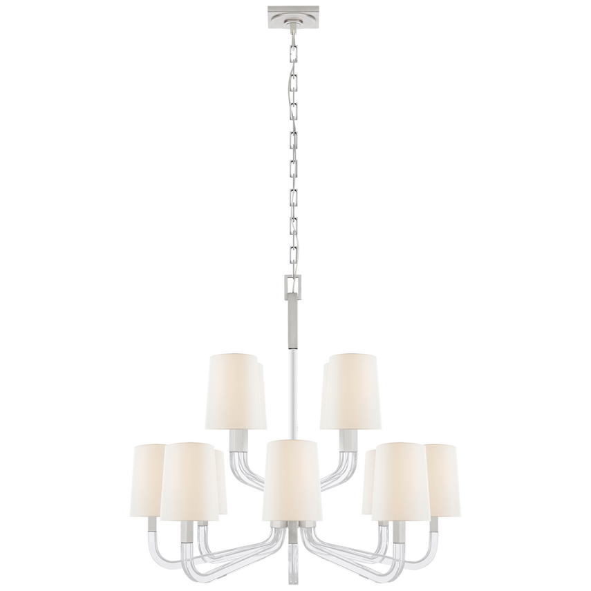 Reagan Medium Two Tier Chandelier with Linen Shades