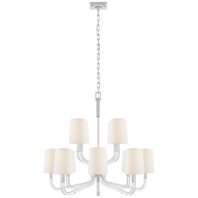 Reagan Medium Two Tier Chandelier with Linen Shades