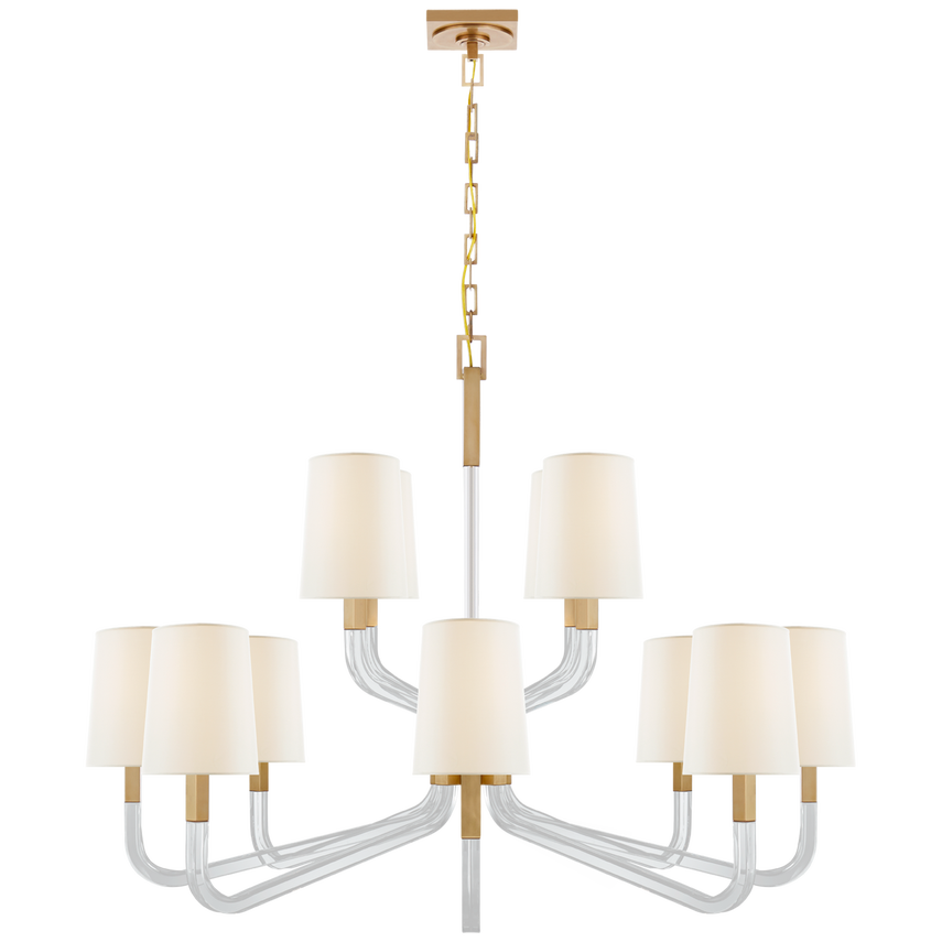 Reagan Grande Two Tier Chandelier with Linen Shades