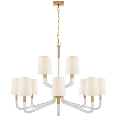 Reagan Grande Two Tier Chandelier with Linen Shades