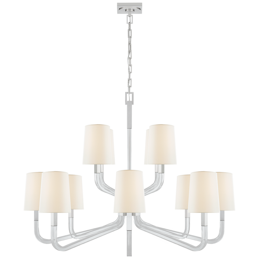 Reagan Grande Two Tier Chandelier with Linen Shades