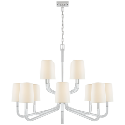 Reagan Grande Two Tier Chandelier with Linen Shades