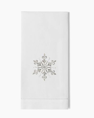 Snowflake Silver Hand Towels, Set of Two