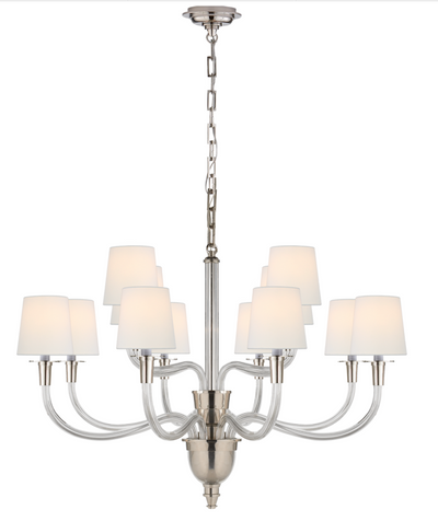 Vivian Large Two-Tier Chandelier with Linen Shades