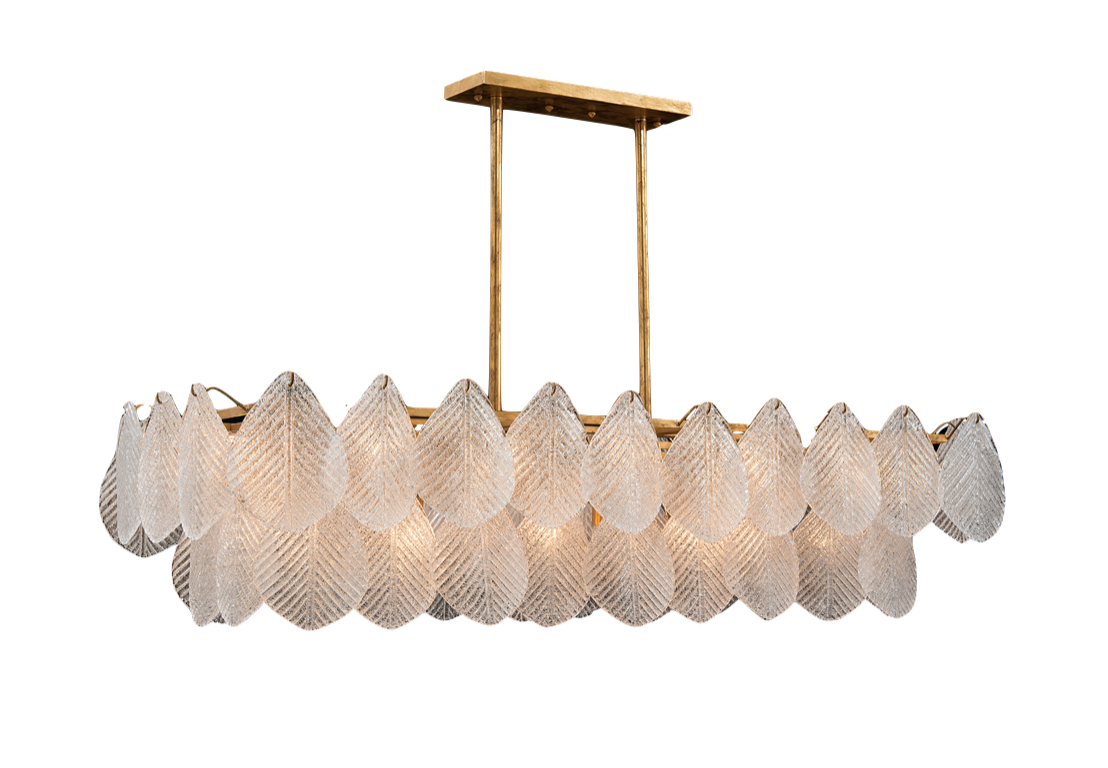 Frosted Glass Petal Horizontal Twenty-Four-Light Chandelier