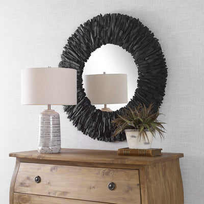 Teak Branch Round Mirror