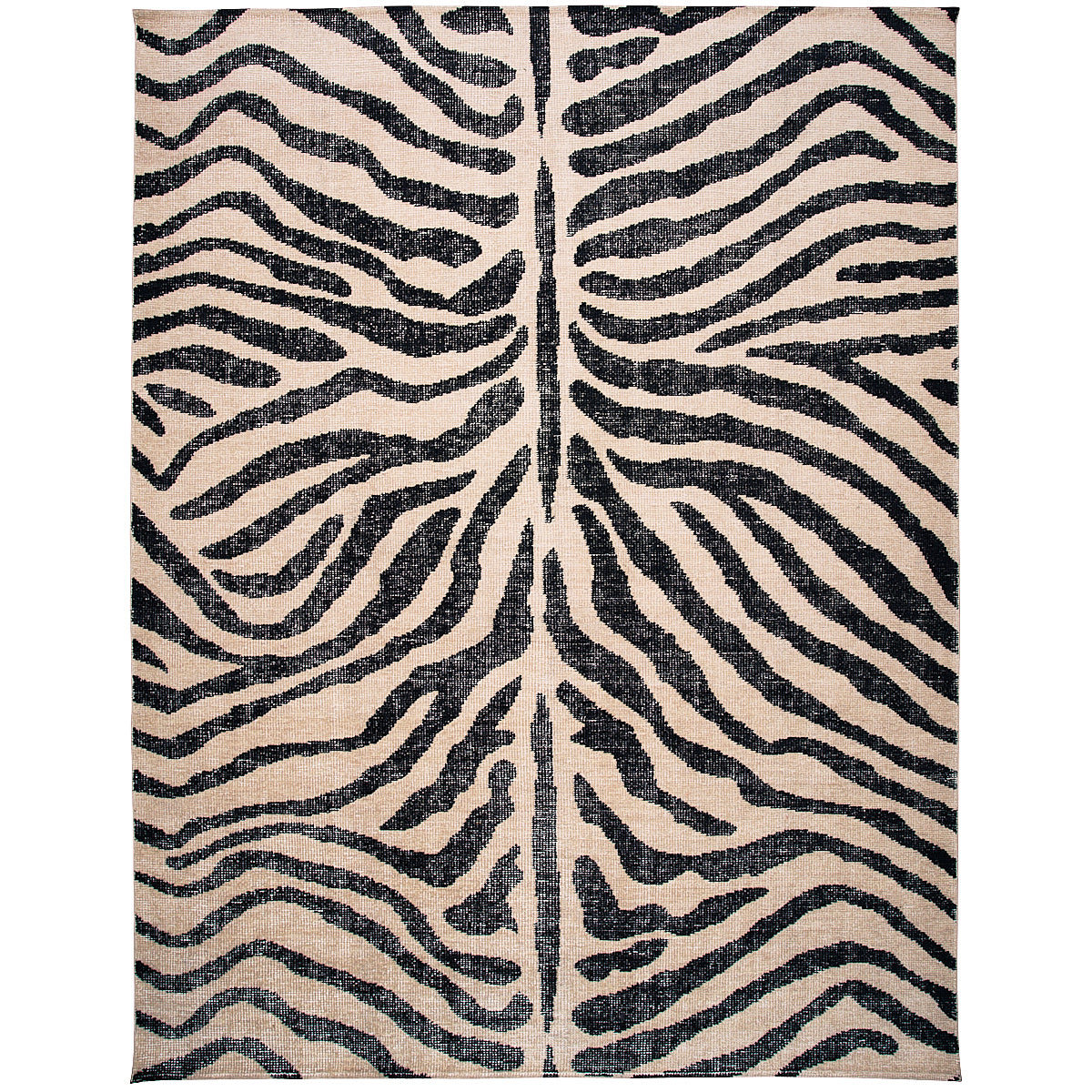 Zebre Hand-Knotted Rug- Ivory/Black