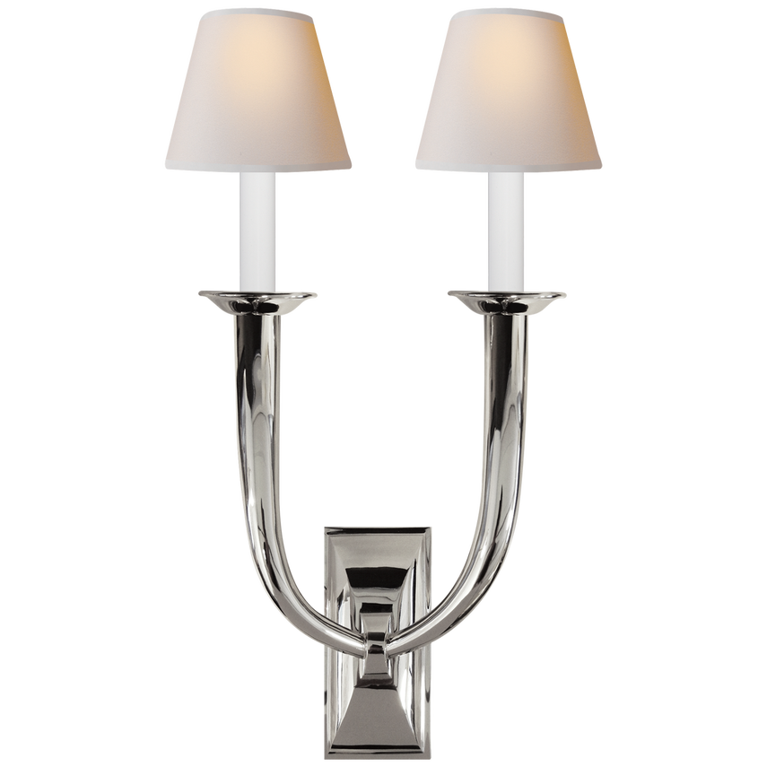 French Deco Horn Double Sconce