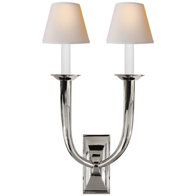 French Deco Horn Double Sconce