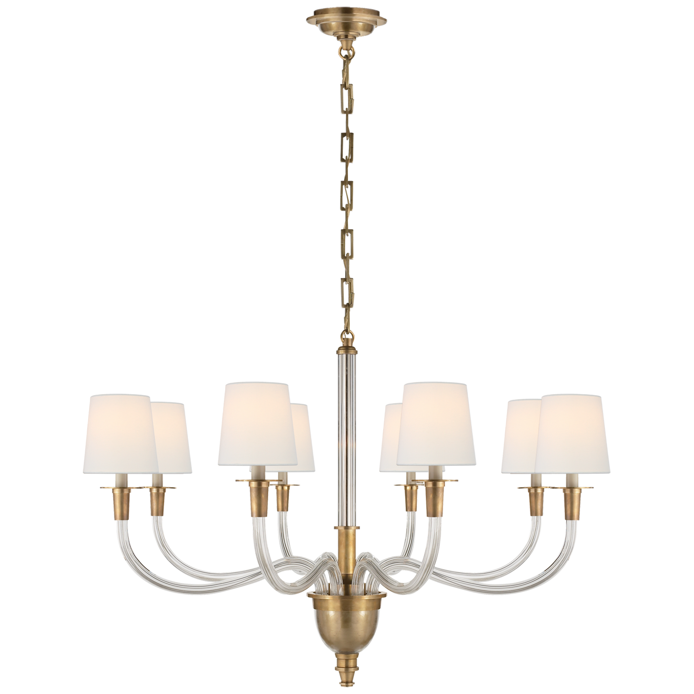 Vivian Large One-Tier Chandelier with Linen Shades