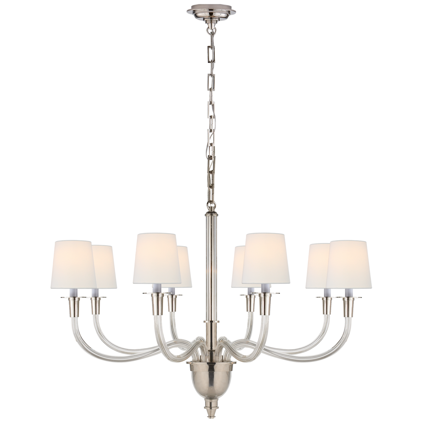 Vivian Large One-Tier Chandelier with Linen Shades