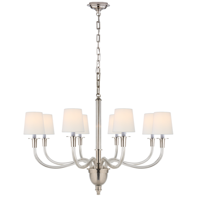 Vivian Large One-Tier Chandelier with Linen Shades