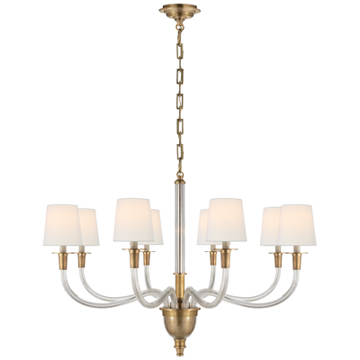 Vivian Large One-Tier Chandelier with Linen Shades