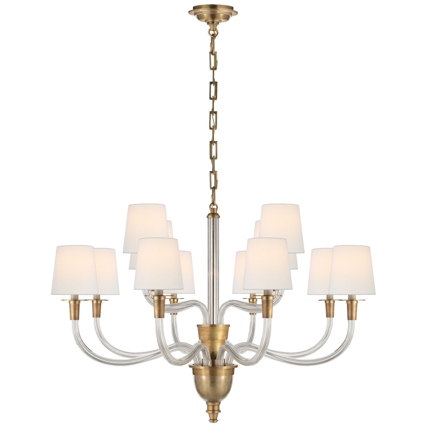 Vivian Large Two-Tier Chandelier with Linen Shades