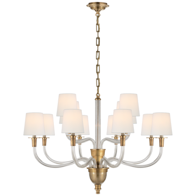 Vivian Large Two-Tier Chandelier with Linen Shades